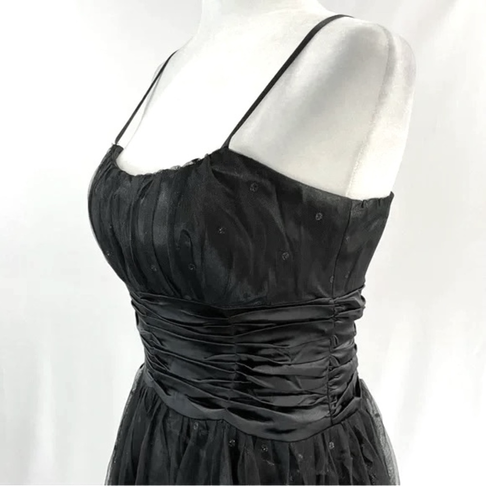 New Lucy Paris Glitter Polka Dot Tulle Ruched Satin Waist Dress Black Size Small - Picture 8 of 16